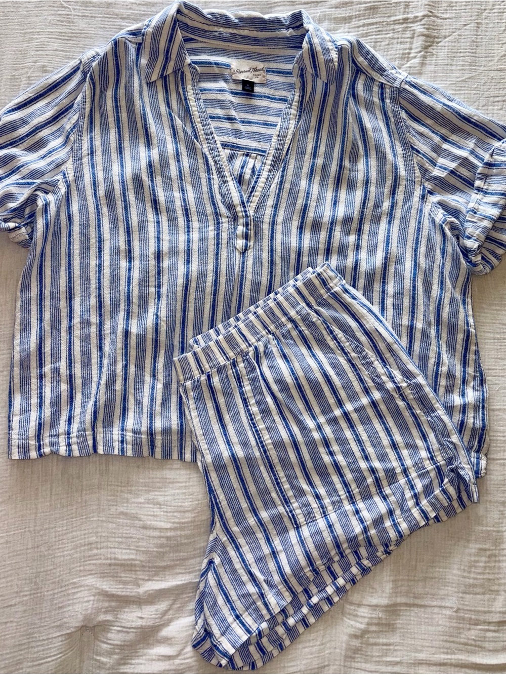 Striped Blue & White Two-Piece Set